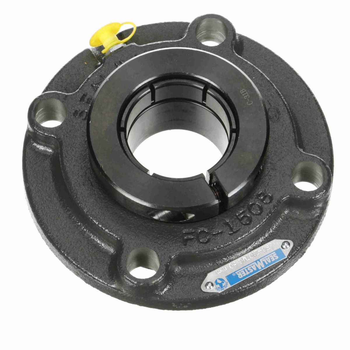 Sealmaster Mounted Cast Iron Flange Cartridge Ball Bearing - 52100 Bearing Steel, Black Oxided - Concentric Lock - SFC-210TMC