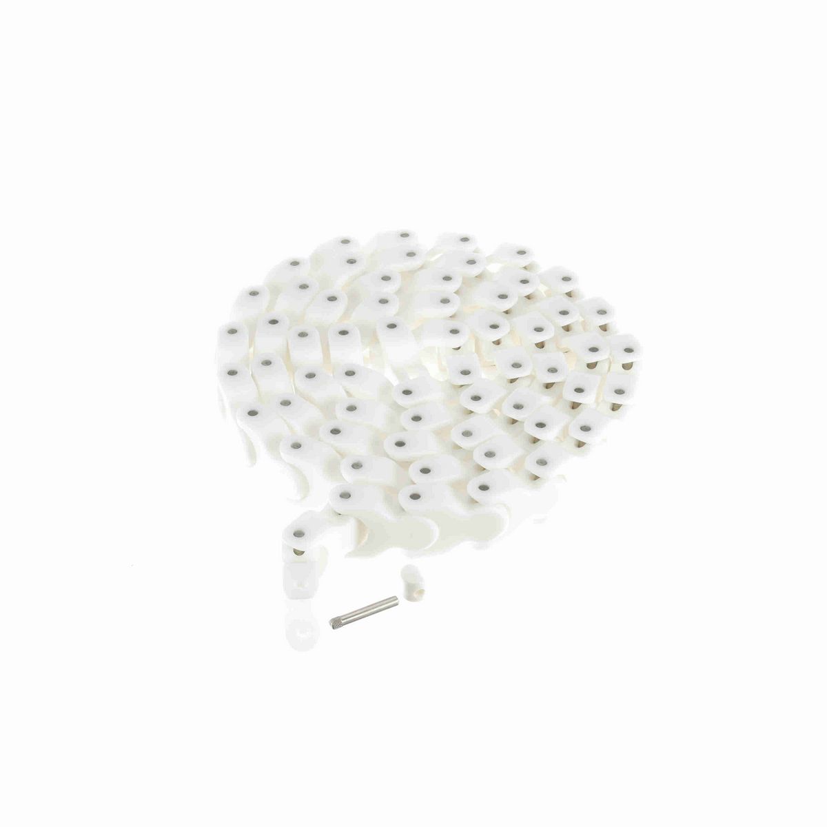 System Plast 1702 Side-flexing Solid Top, Material: White Low Friction, Width: 53.1mm, Pitch: 50mm - LFW1702