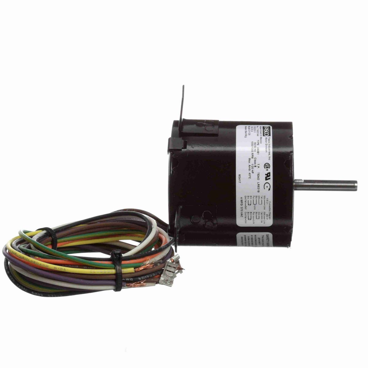 FASCO Refrigeration Motor, 1/20 HP, 1 Ph, 50 Hz, 115/230 V, 1550/1350 RPM, 1 Speed, 3.3" Diameter, TEAO - D1129