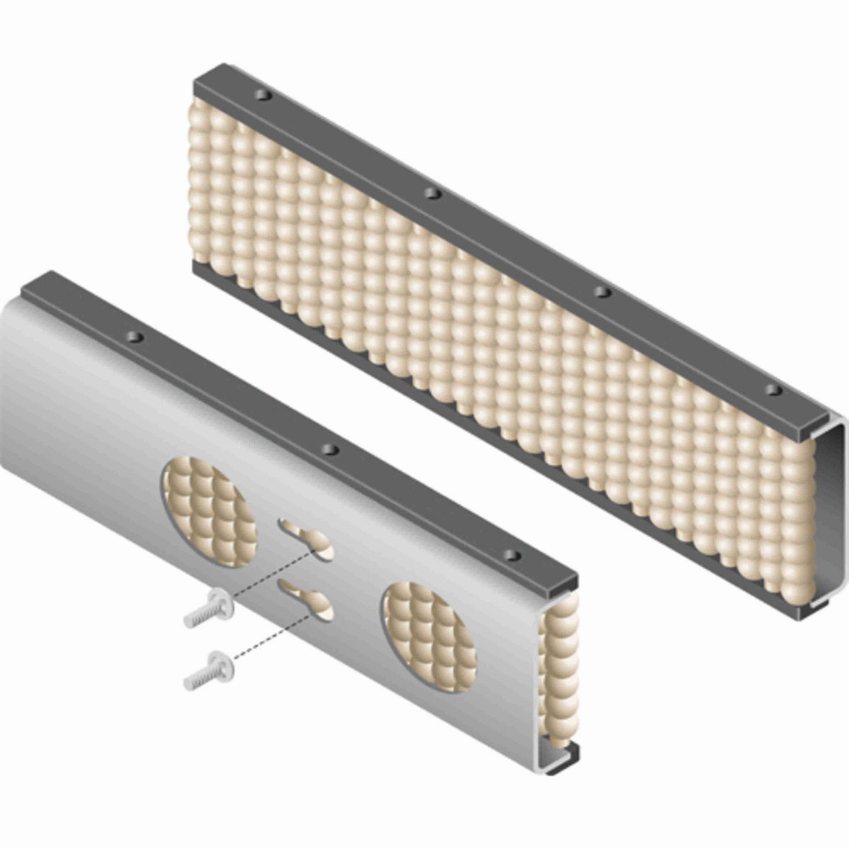 System Plast Beadwall: 1.4"W X 3.66"H X 60"L Beige Stainless Steel - VG-684-SS-3-05