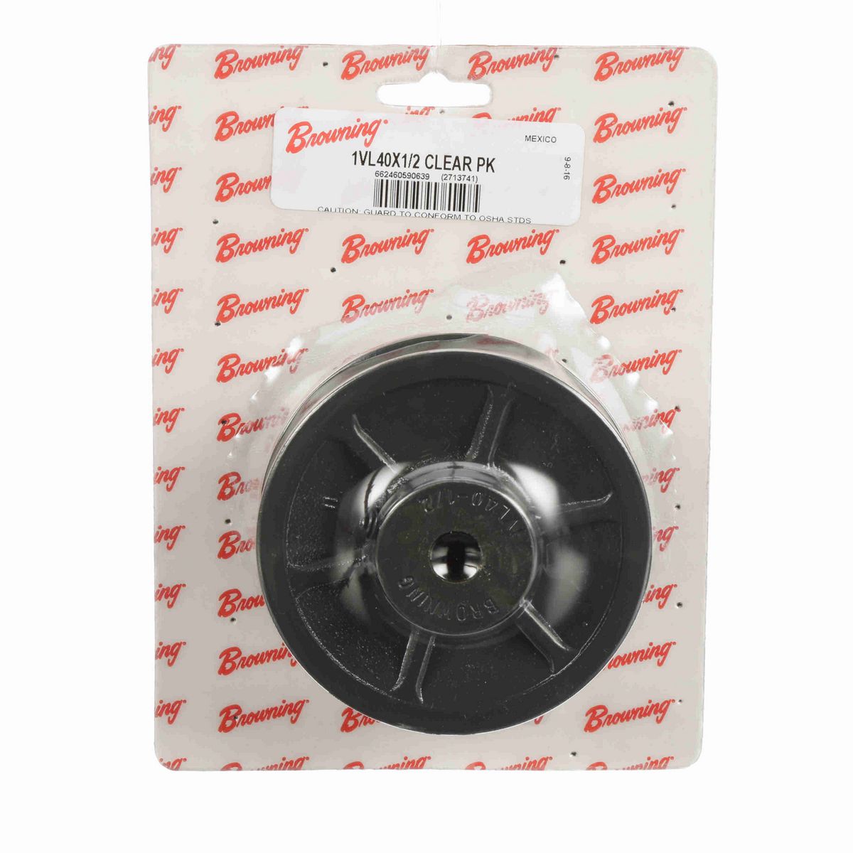 Browning 1 Groove Cast Iron Finish Bore FHP Variable Pitch Sheave Clear Pack - 1VL40X1/2 CLEAR PK