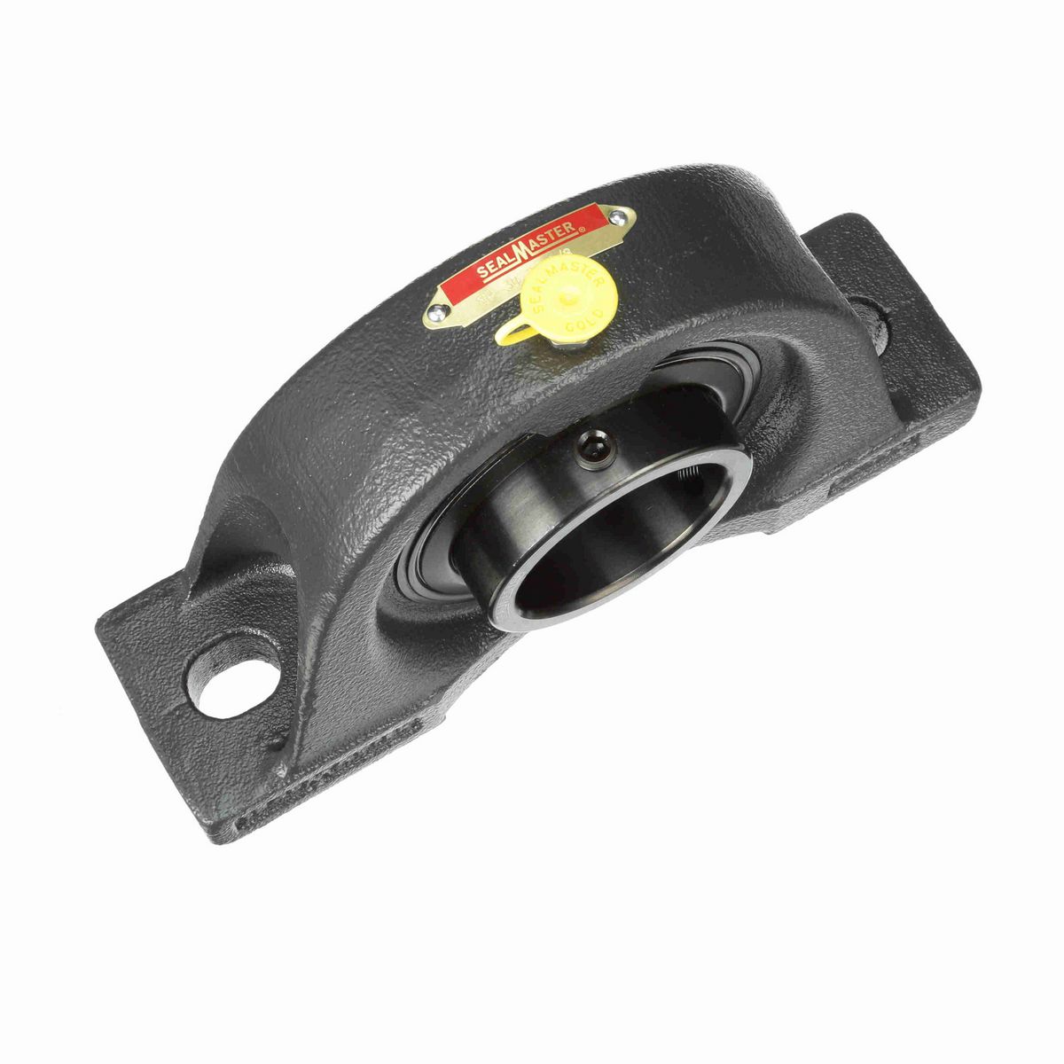 Sealmaster Mounted Cast Iron Two Bolt Pillow Block Ball Bearing - 52100 Bearing Steel, Black Oxided - Setscrew Lock - NP-34