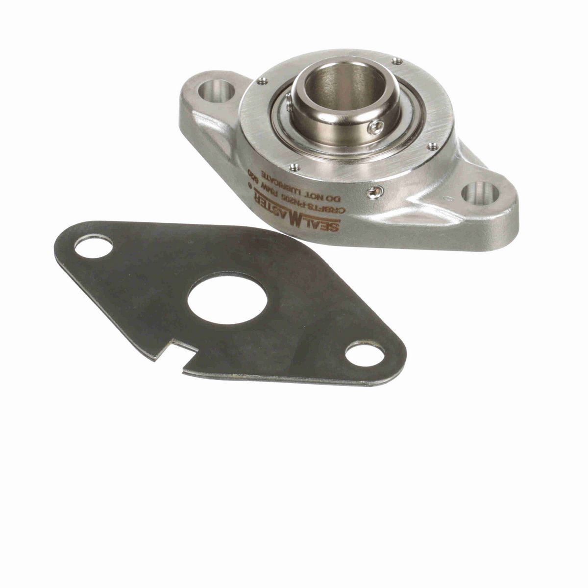Sealmaster Mounted Stainless Steel Two Bolt Flange Ball Bearing - 52100 Bearing Steel, Phosphorus Nickel Coated - Setscrew Lock - Corrosion Resistant - Reduced Maintenance - Lubed for Life - CRBFTS-PN205 RMW