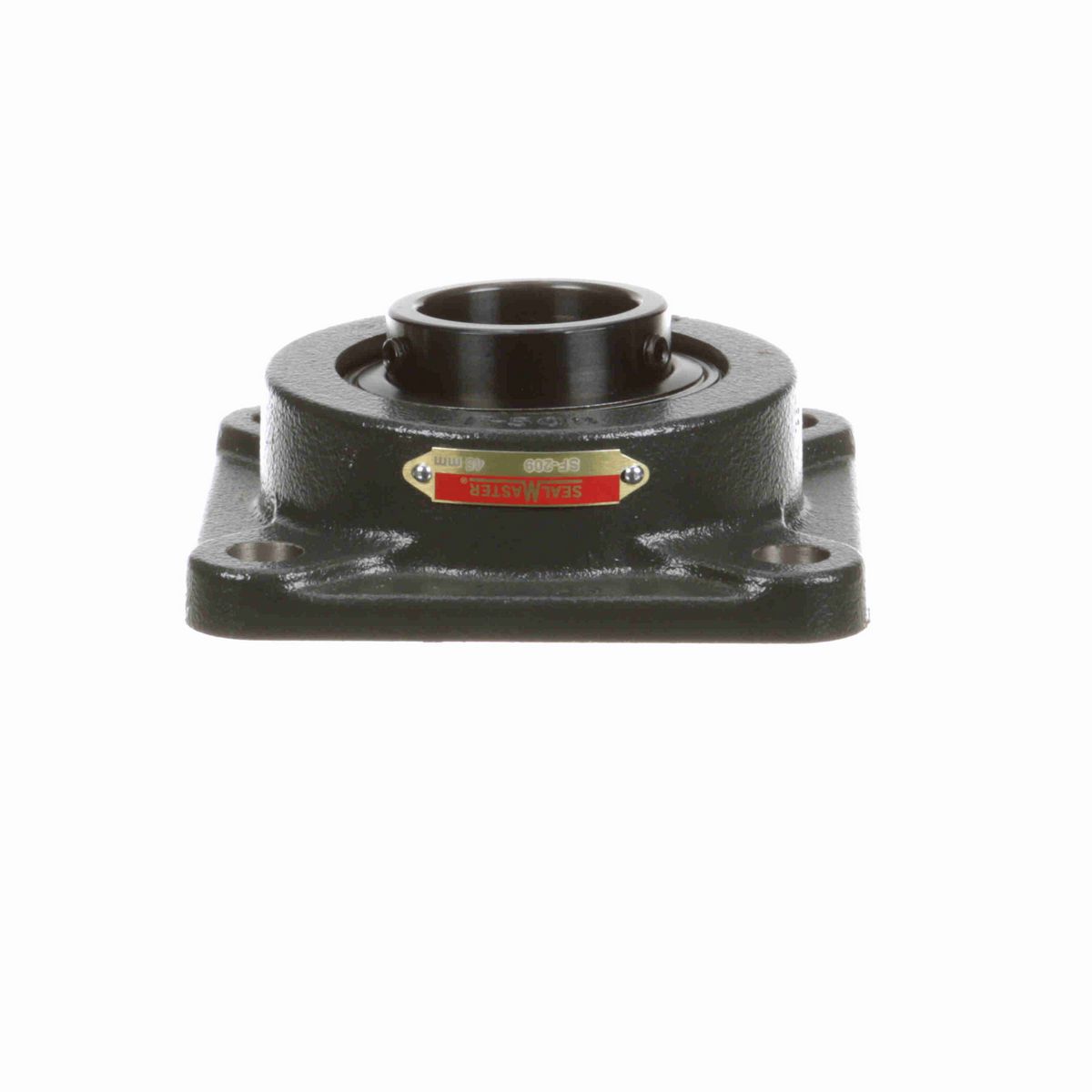 Sealmaster Mounted Cast Iron Four Bolt Flange Ball Bearing - 52100 Bearing Steel, Black Oxided - Setscrew Lock - SF-209