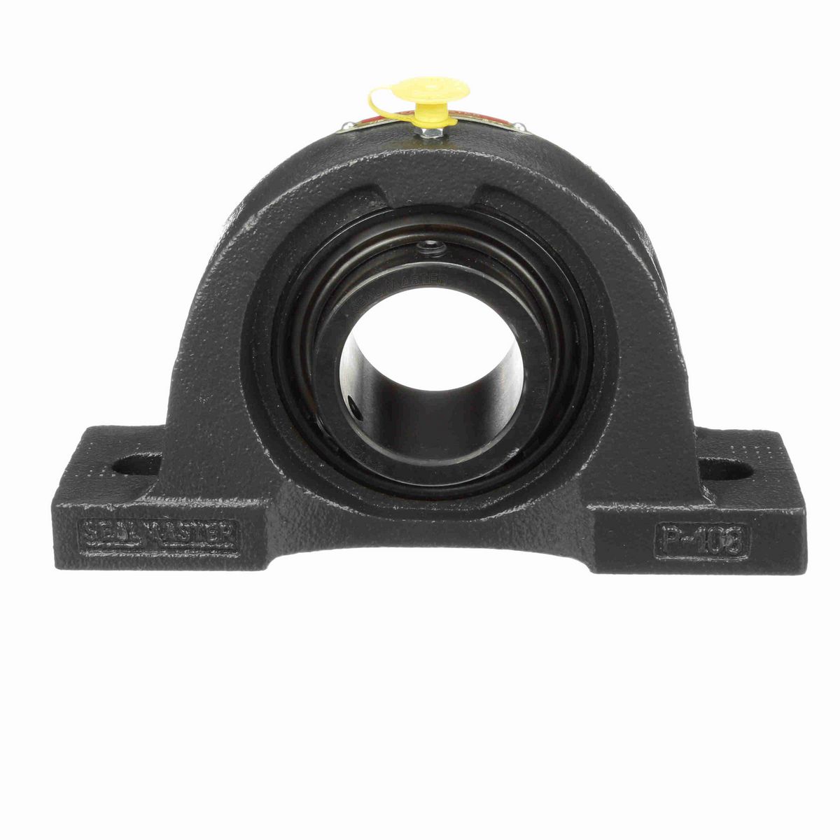 Sealmaster Mounted Cast Iron Two Bolt Pillow Block Ball Bearing - 52100 Bearing Steel, Black Oxided - Setscrew Lock - NP-28C