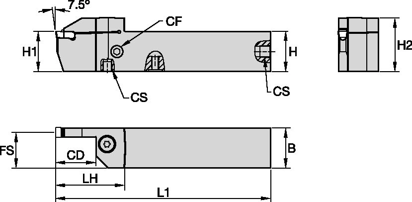 Grooving, and Cut-Off - Square Shank Kennametal Beyond Evolution - Integral Toolholder - Through Coolant - Inch [5939458]