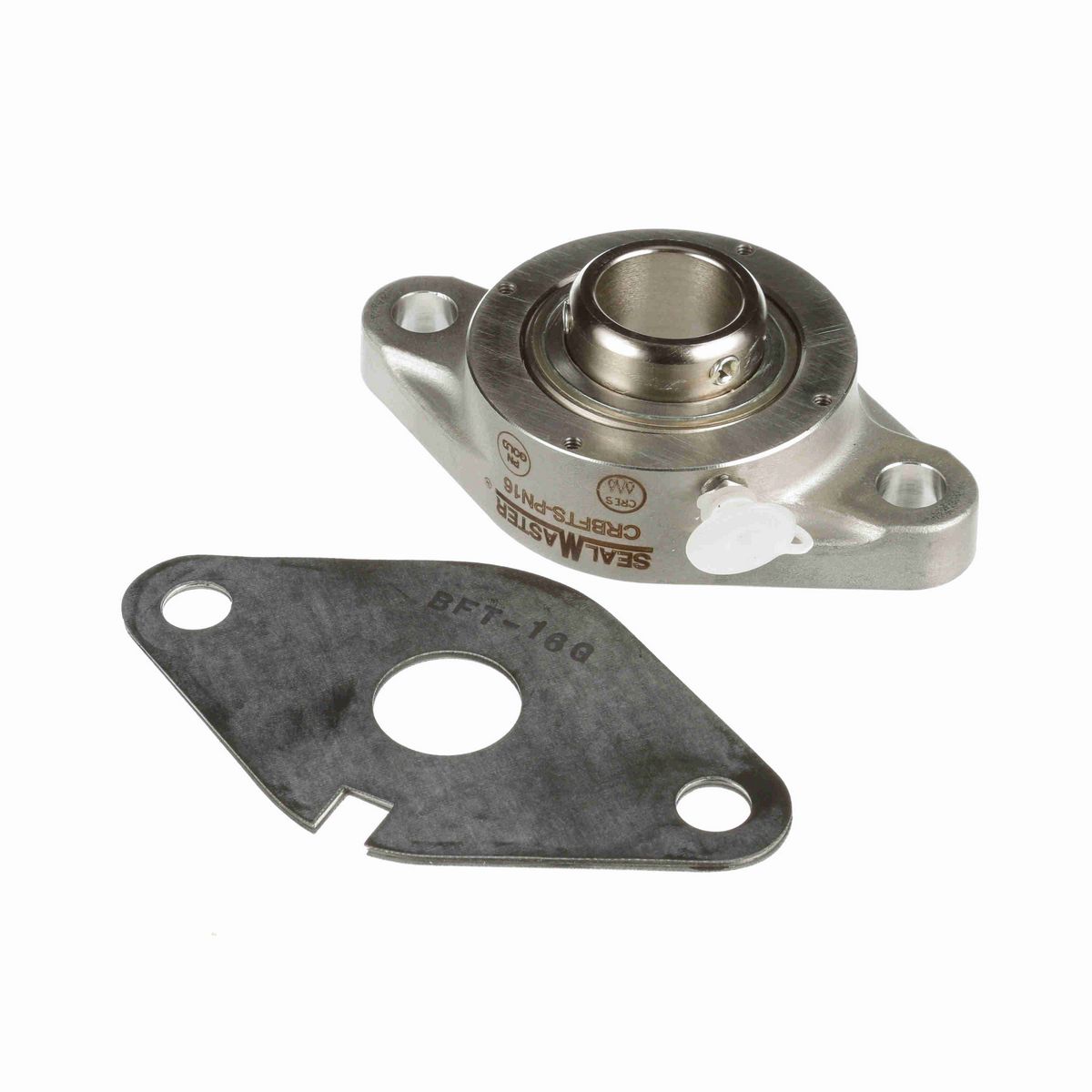Sealmaster Mounted Stainless Steel Two Bolt Flange Ball Bearing - 52100 Bearing Steel, Phosphorus Nickel Coated - Setscrew Lock - Corrosion Resistant - CRBFTS-PN16