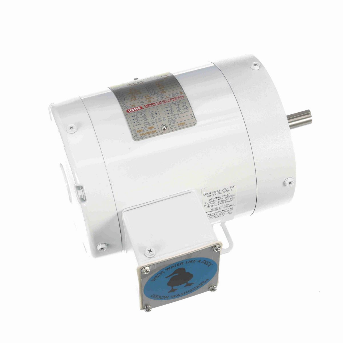 LEESON White Duck™ General Purpose Motor, 0.75 HP, 3 Ph, 60 Hz, 230/460 V, 1800 RPM, 56C Frame, TENV - 113587.00