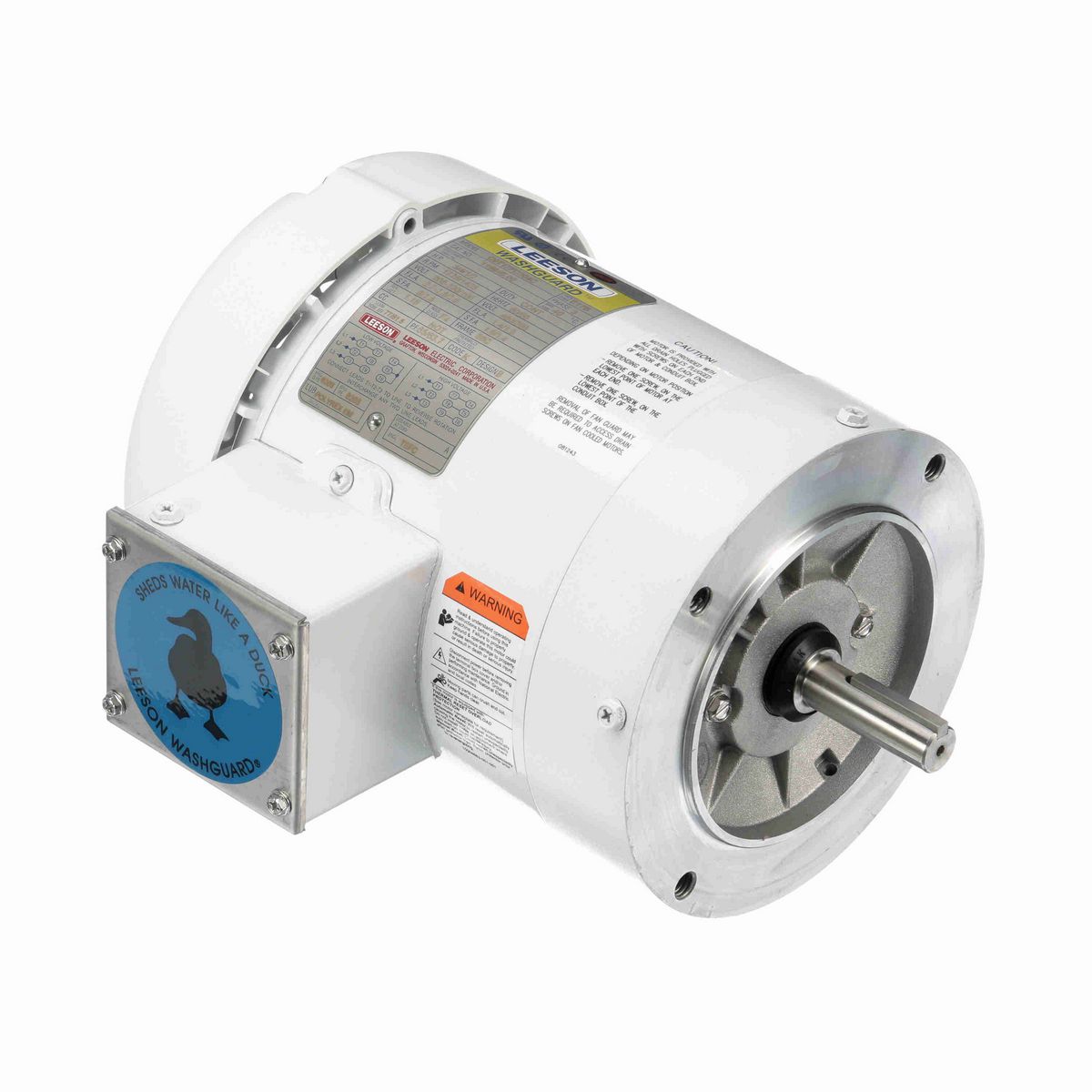 LEESON White Duck™ General Purpose Motor, 0.75 & 0.50 HP, 3 Ph, 60 & 50 Hz, 230/460 & 190/380 V, 1800 & 1500 RPM, 56C Frame, TEFC - 116645.00