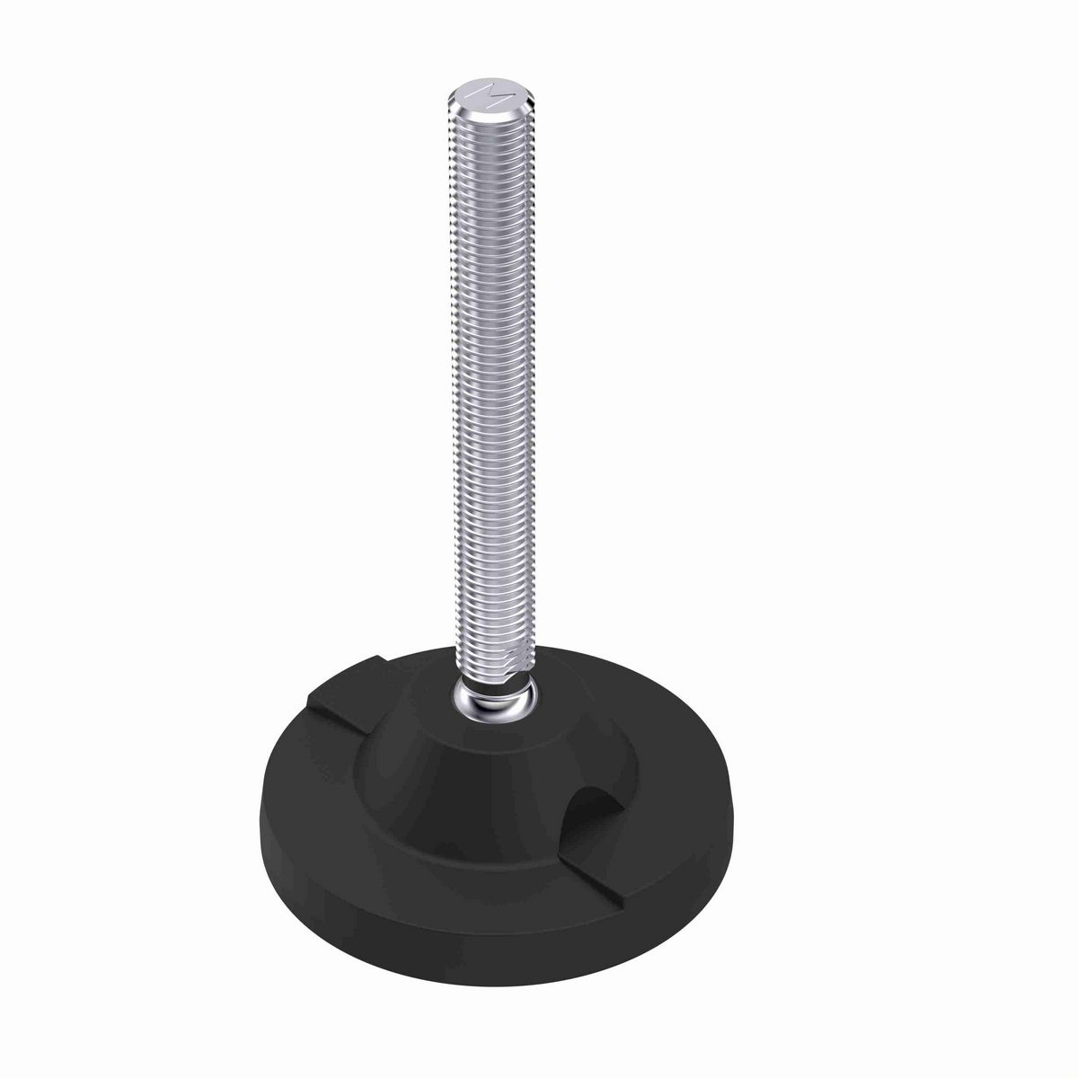 System Plast Articulating Plastic Leveler; Series: VG-513, Base Diameter: 4.84, Spindle Length: 8.55-in, Thread: M20 - VG-513H-01-SM20-L8