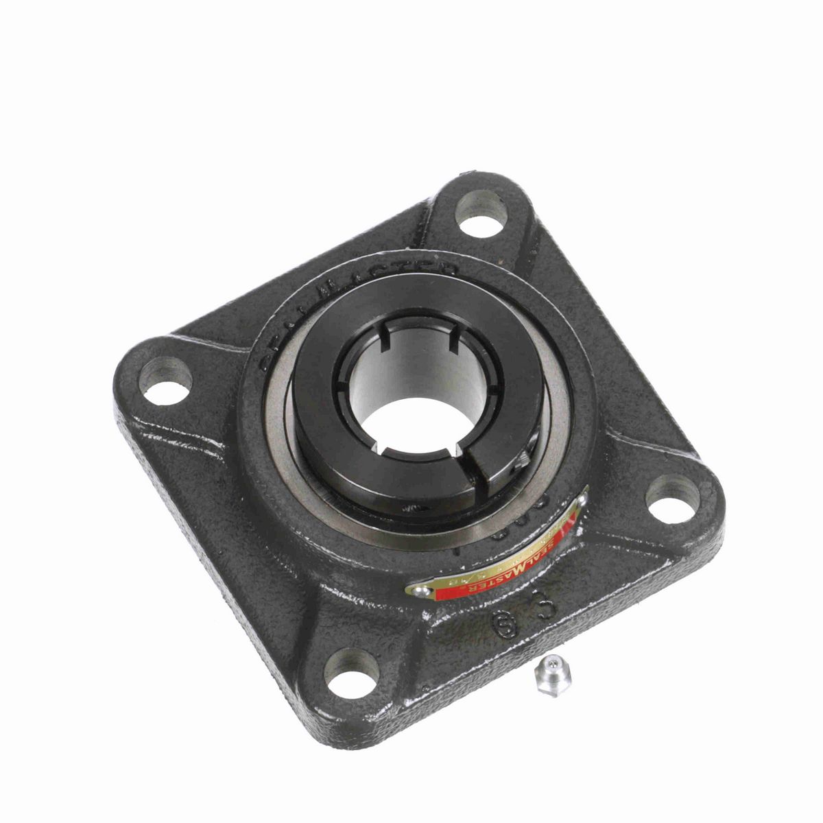 Sealmaster Mounted Cast Iron Four Bolt Flange Ball Bearing - 52100 Bearing Steel, Black Oxided - Concentric Lock - SFMH-19T
