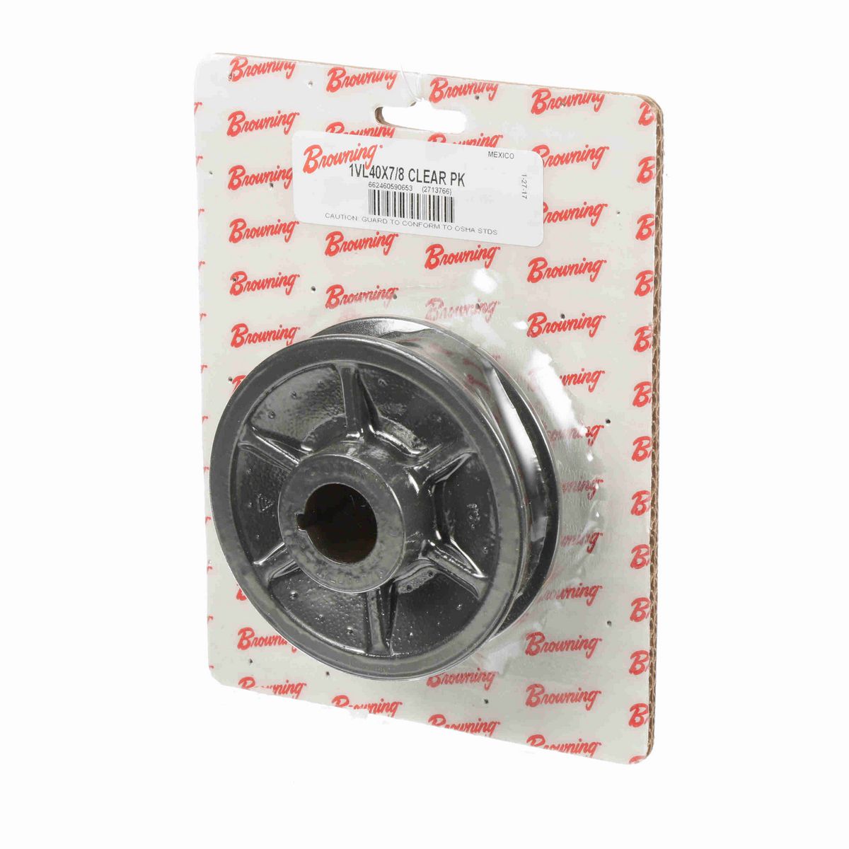 Browning 1 Groove Cast Iron Finish Bore FHP Variable Pitch Sheave Clear Pack - 1VL40X7/8 CLEAR PK