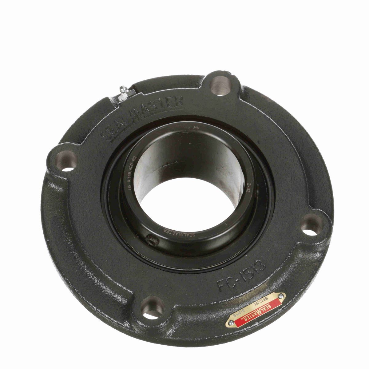 Sealmaster Mounted Cast Iron Flange Cartridge Ball Bearing - 52100 Bearing Steel, Black Oxided - Setscrew Lock - SFC-51