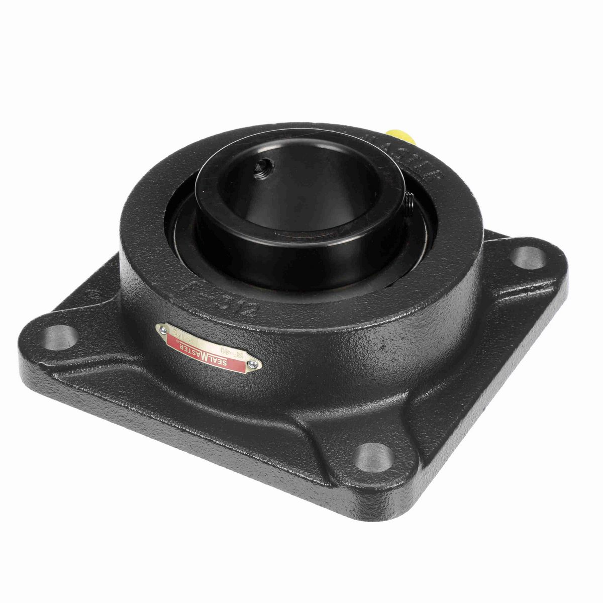 Sealmaster Mounted Cast Iron Four Bolt Flange Ball Bearing - 52100 Bearing Steel, Black Oxided - Setscrew Lock - SF-40
