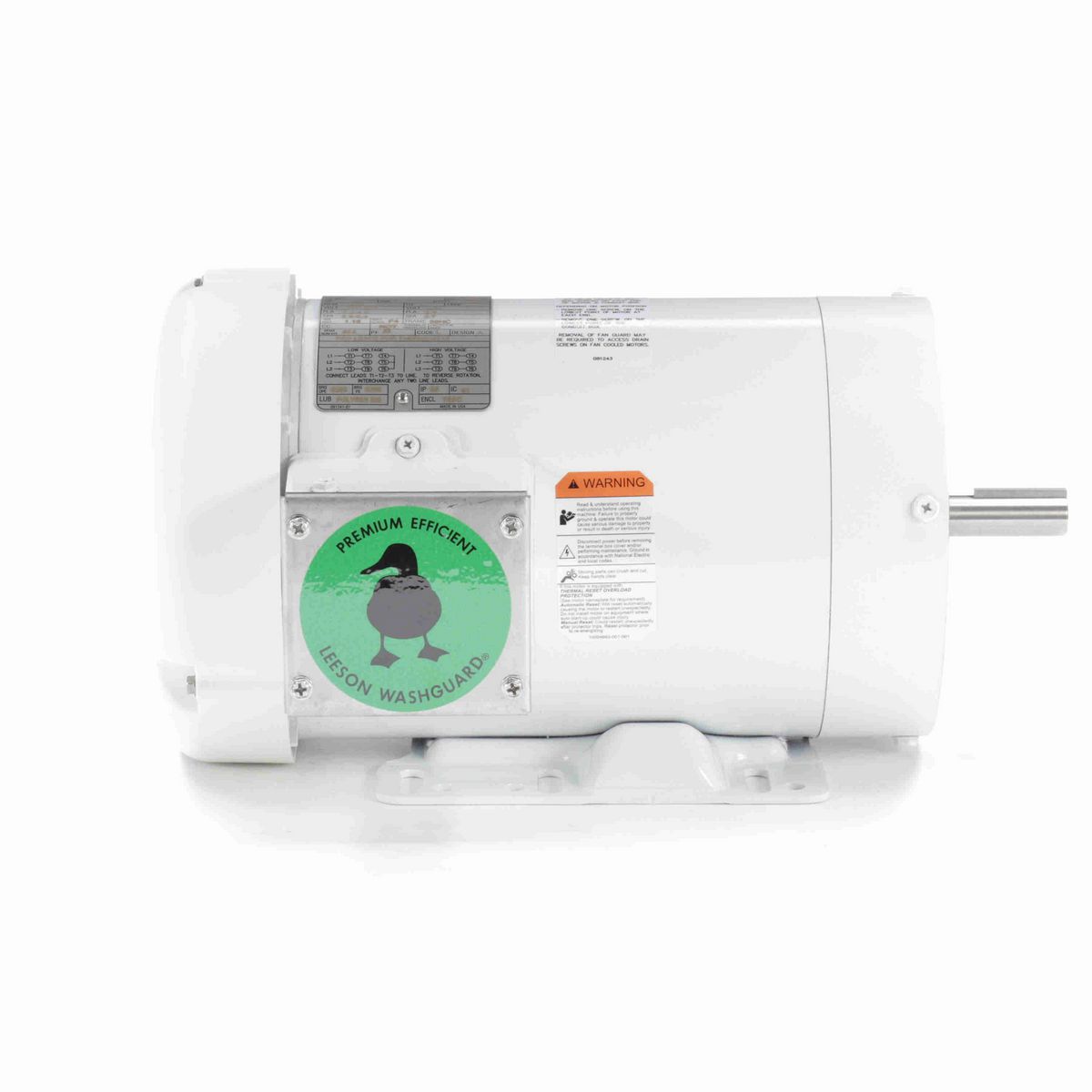 LEESON White Duck™ General Purpose Motor, 2 HP, 3 Ph, 60 Hz, 230/460 V, 3600 RPM, 56HC Frame, TEFC - 119482.00