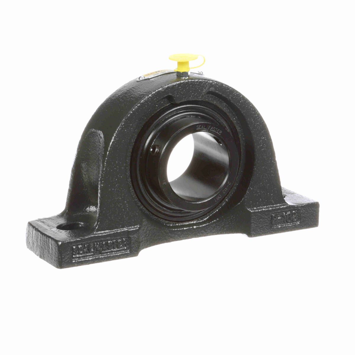 Sealmaster Mounted Cast Iron Two Bolt Pillow Block Ball Bearing - 52100 Bearing Steel, Black Oxided - Setscrew Lock - High Contamination - NP-28 DRT