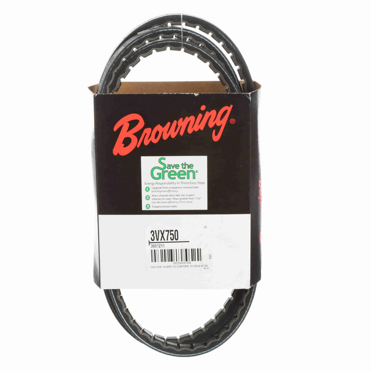 Browning EPDM Notched Belt 98% Efficient - 3VX750