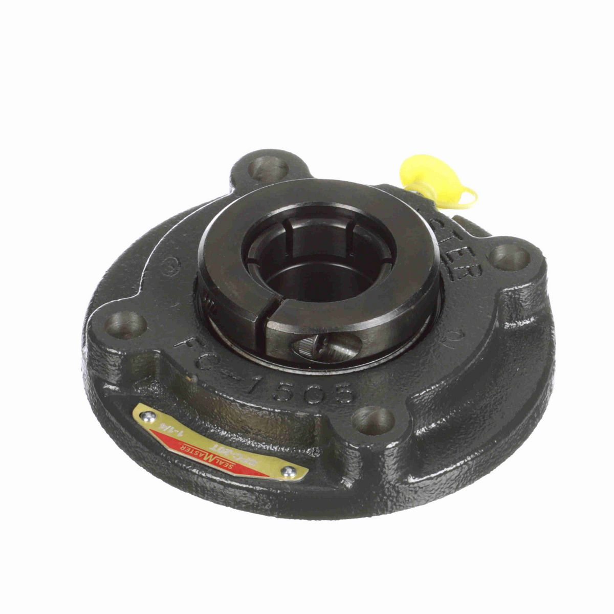 Sealmaster Mounted Cast Iron Flange Cartridge Ball Bearing - 52100 Bearing Steel, Black Oxided - Concentric Lock - SFC-20T