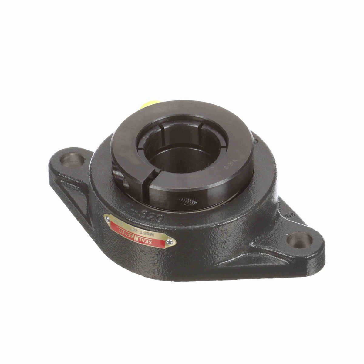 Sealmaster Mounted Cast Iron Two Bolt Flange Ball Bearing - 52100 Bearing Steel, Black Oxided - Concentric Lock - MSFT-28T