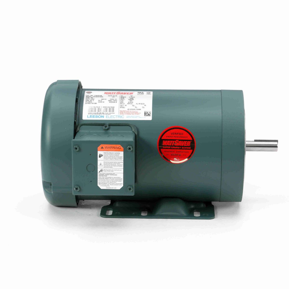 LEESON General Purpose Motor, 3 HP, 3 Ph, 60 Hz, 230/460 V, 3600 RPM, 56HC Frame, TEFC - 119418.00