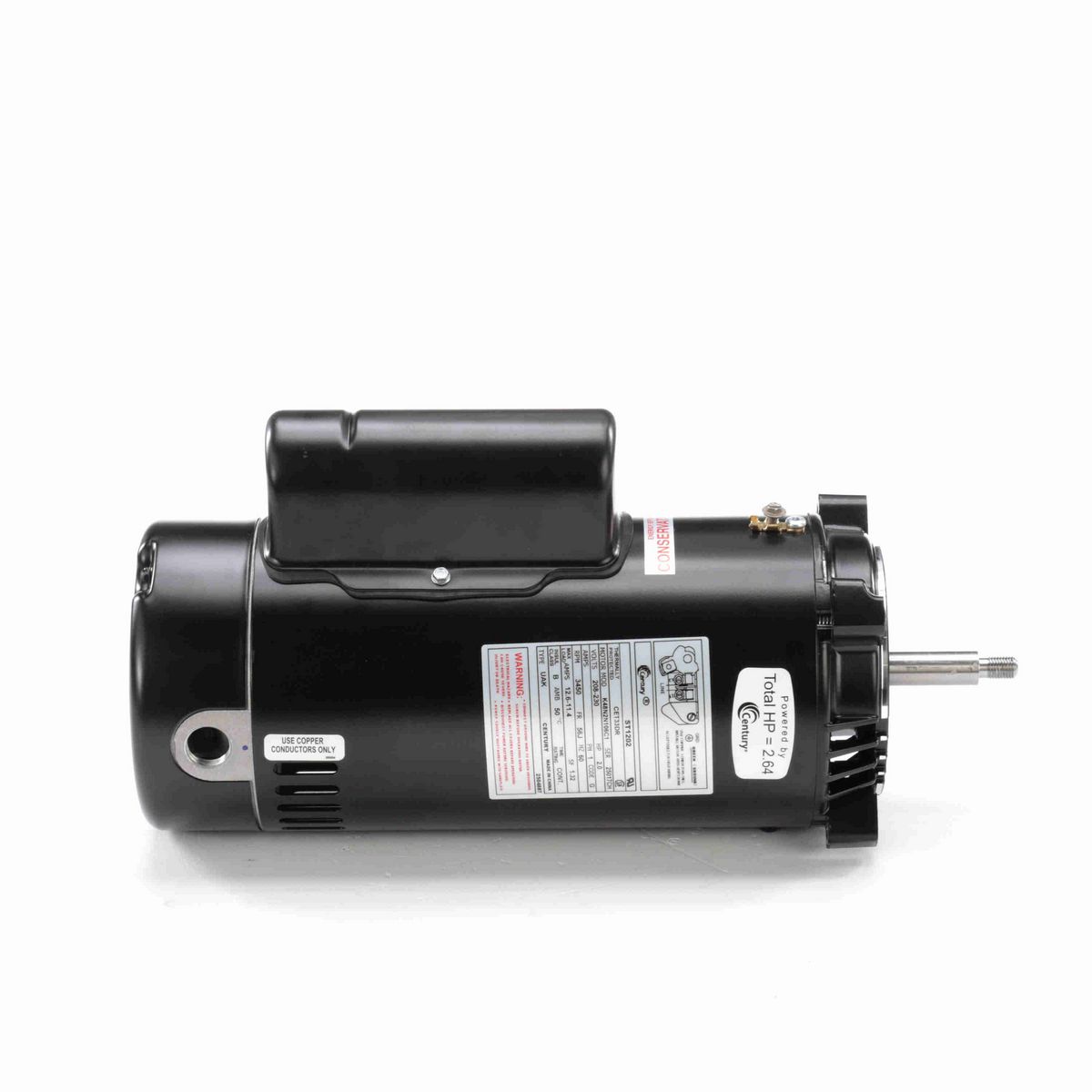 Century Pool Pump Motor, 2.0 HP, 1 Ph, 60 Hz, 208-230 V, 3600 RPM, 56J Frame, ODP - ST1202