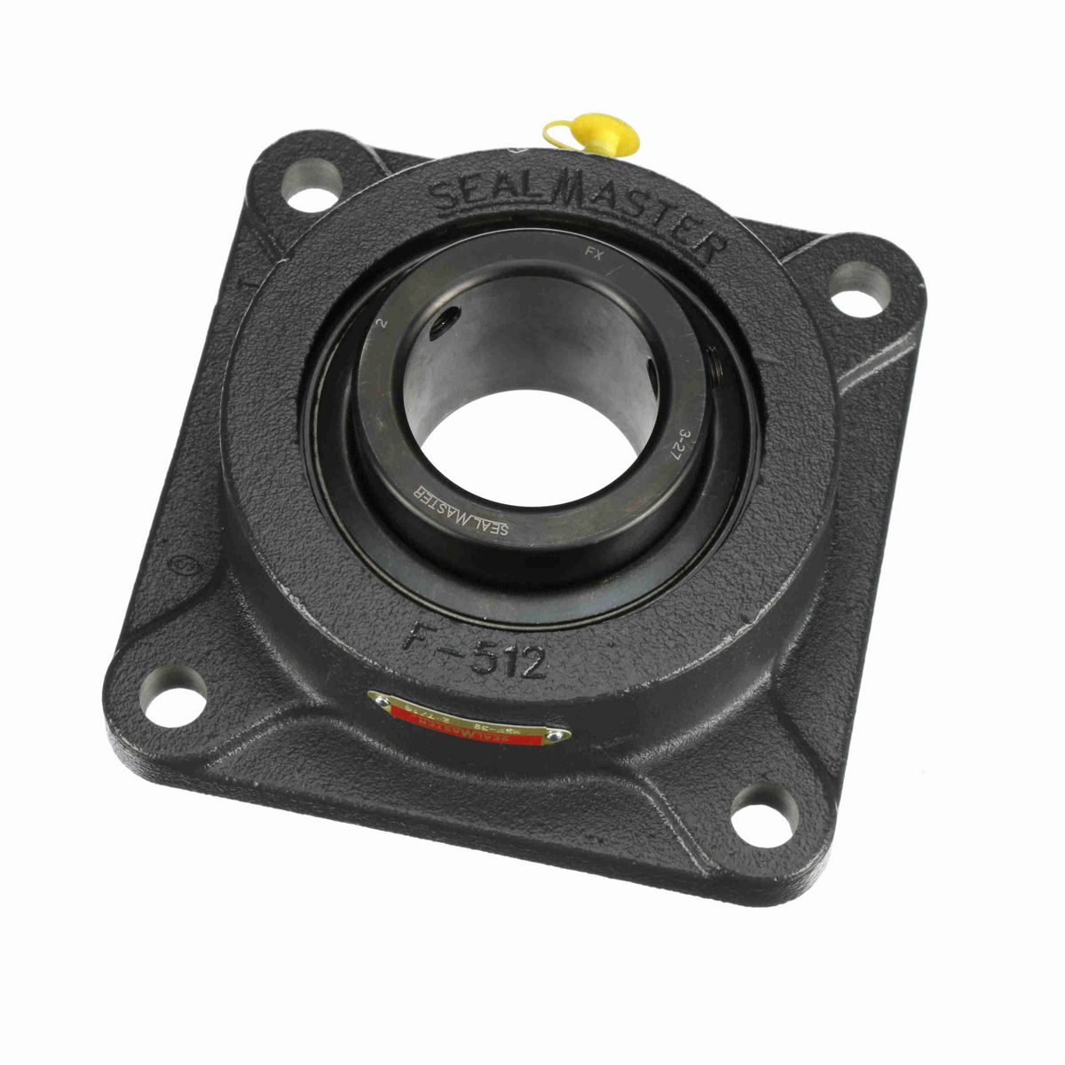 Sealmaster Mounted Cast Iron Four Bolt Flange Ball Bearing - 52100 Bearing Steel, Black Oxided - Setscrew Lock - High Temperature - MSF-39 HT