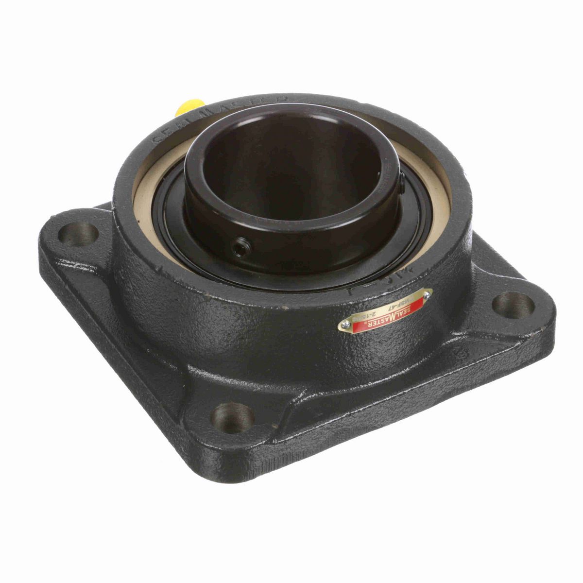 Sealmaster Mounted Cast Iron Four Bolt Flange Ball Bearing - 52100 Bearing Steel, Black Oxided - Setscrew Lock - EMSF-47