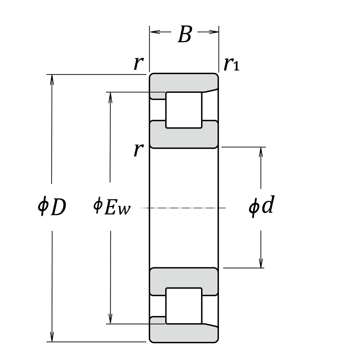 Однорядный цилиндрический роликоподшипник NSK NF215W