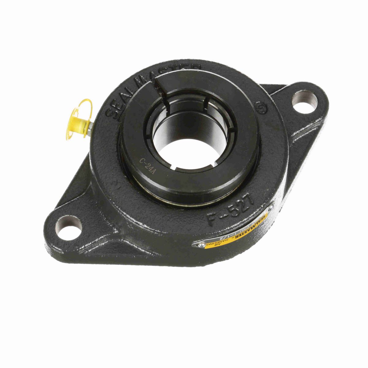 Sealmaster Mounted Cast Iron Two Bolt Flange Ball Bearing - 52100 Bearing Steel, Black Oxided - Concentric Lock - Air Handling Housing Fit, Noise Tested - SFT-24T CXU