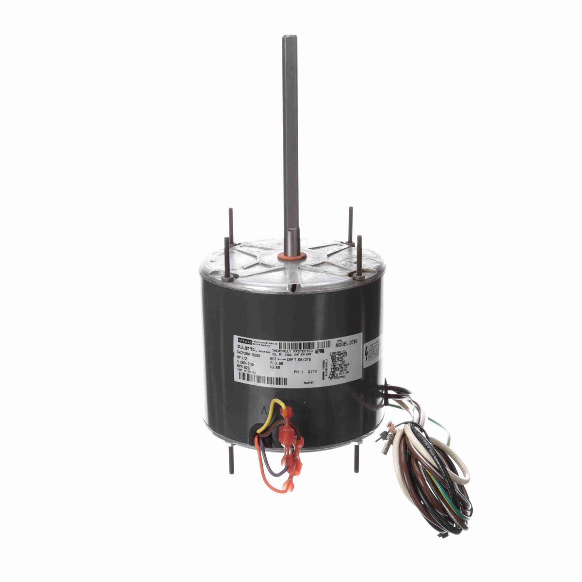 FASCO Condenser Fan Motor, 1/2 HP, 1 Ph, 60 Hz, 208-230 V, 825 RPM, 1 Speed, 48 Frame, OPAO - D790
