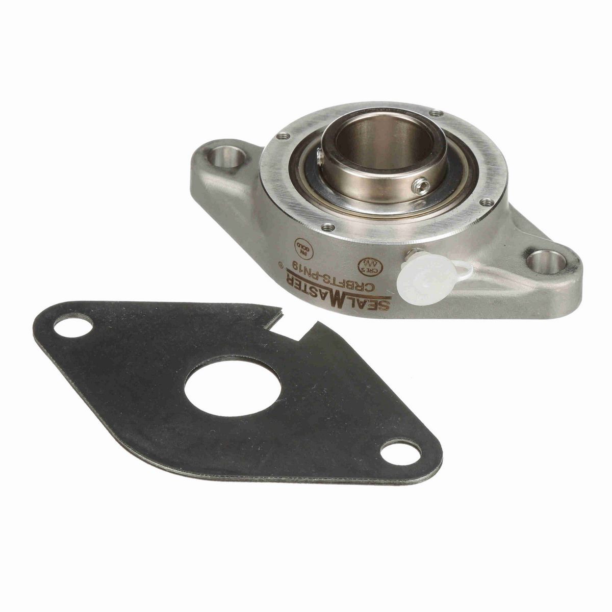 Sealmaster Mounted Stainless Steel Two Bolt Flange Ball Bearing - 52100 Bearing Steel, Phosphorus Nickel Coated - Setscrew Lock - Corrosion Resistant - CRBFTS-PN19