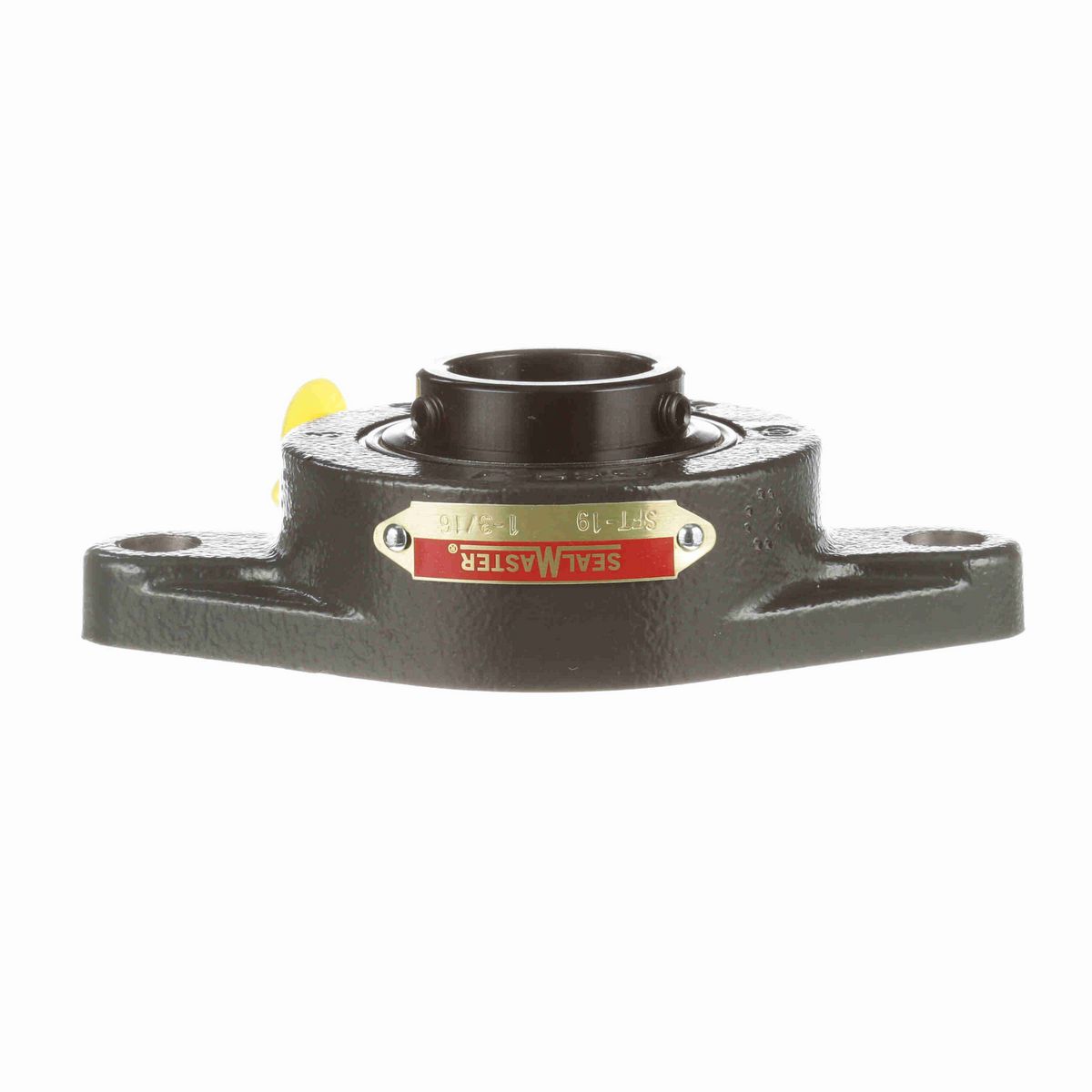 Sealmaster Mounted Cast Iron Two Bolt Flange Ball Bearing - 52100 Bearing Steel, Black Oxided - Setscrew Lock - SFT-19