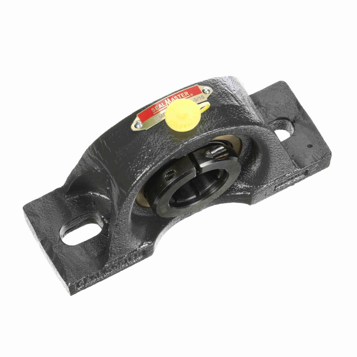 Sealmaster Mounted Cast Iron Two Bolt Pillow Block Ball Bearing - 52100 Bearing Steel, Black Oxided - Concentric Lock - EMP-19T