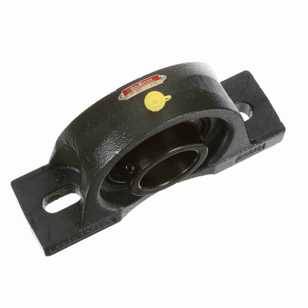 Sealmaster Mounted Cast Iron Two Bolt Pillow Block Ball Bearing - 52100 Bearing Steel, Black Oxided - Setscrew Lock - MP-40C