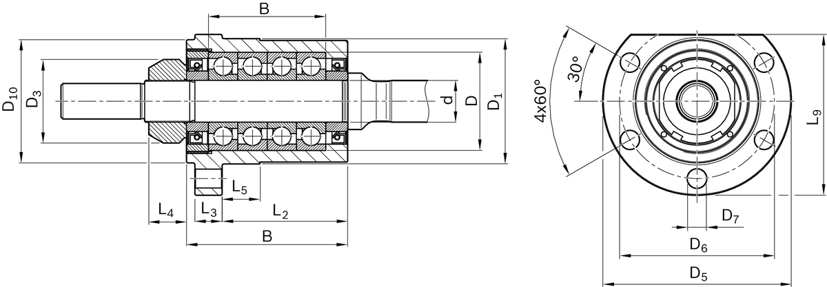 Фланцевый подшипниковый узел Bosch Rexroth FEC-F-B 35 (2+2) [R159B43501]