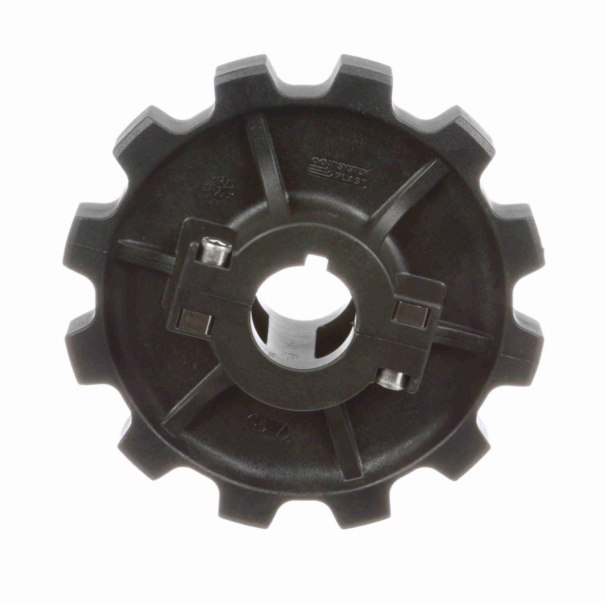 System Plast 882 Series Split Molded Sprocket with 12 Teeth, a 1-1/4in Round Shaft-Ready Bore and Setscrew - 882-12R1.25-DS-SS