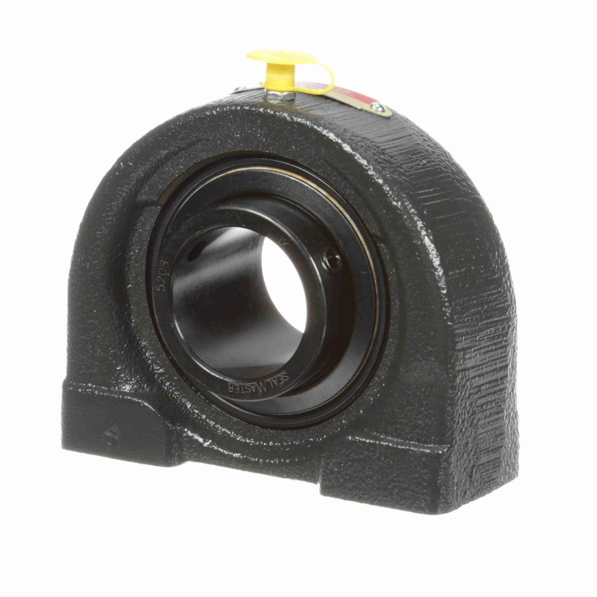 Sealmaster Mounted Cast Iron Tapped Base Pillow Block Ball Bearing - 52100 Bearing Steel, Black Oxided - Setscrew Lock - TB-208