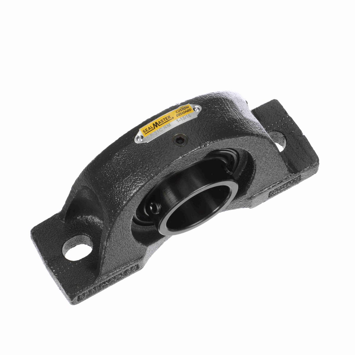 Sealmaster Mounted Cast Iron Two Bolt Pillow Block Ball Bearing - 52100 Bearing Steel, Black Oxided - Setscrew Lock - Reduced Maintenance - Lubed for Life - NP-31C RM