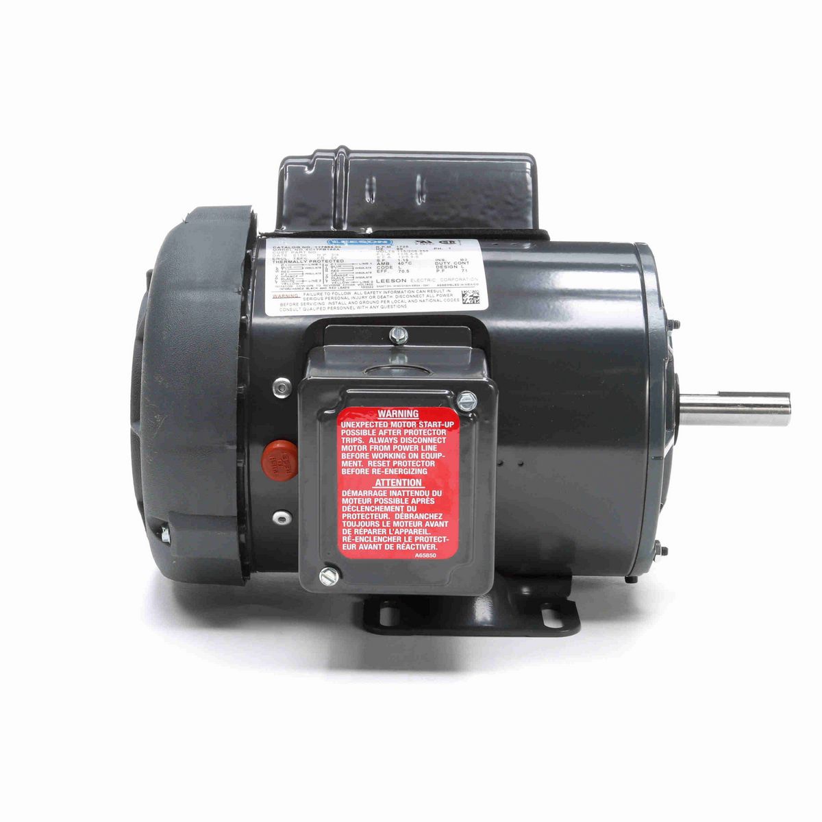 LEESON Agricultural Motor, 0.75 HP, 1 Ph, 60 Hz, 115/230 V, 1800 RPM, 56 Frame, TEFC - 117864.00