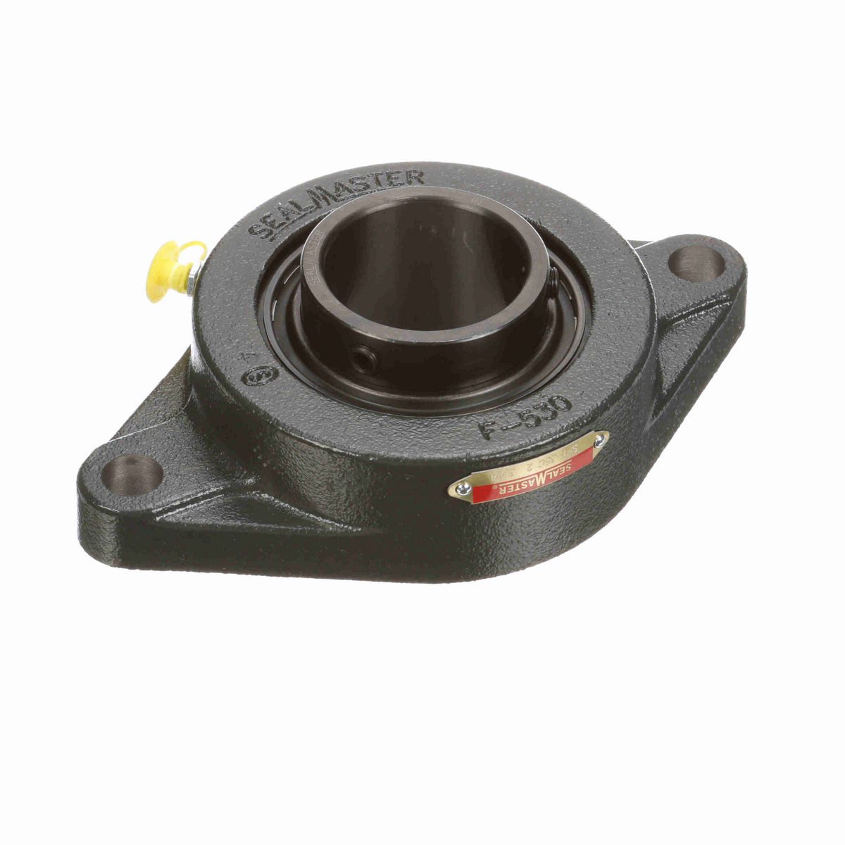 Sealmaster Mounted Cast Iron Two Bolt Flange Ball Bearing - 52100 Bearing Steel, Black Oxided - Setscrew Lock - SFT-35C