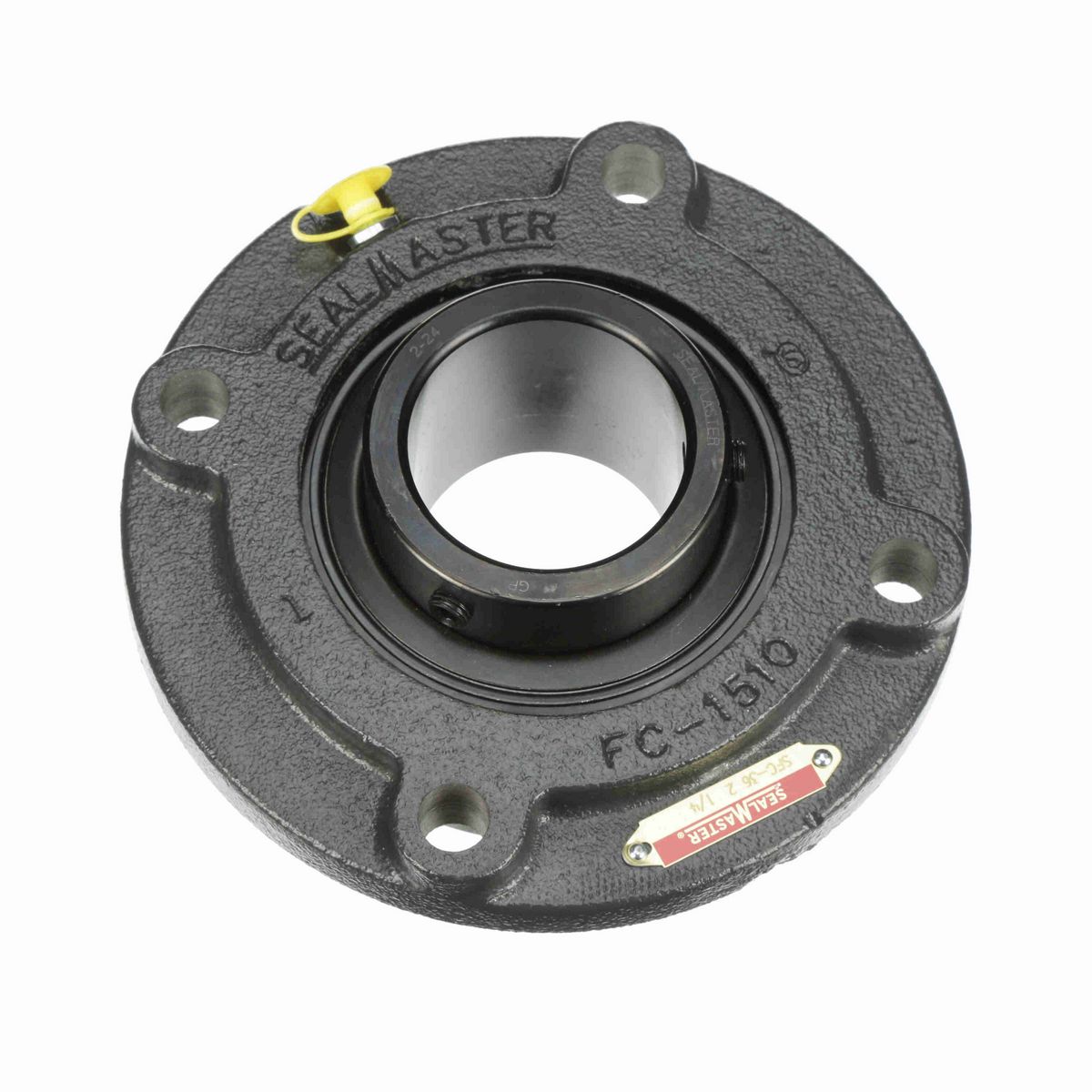 Sealmaster Mounted Cast Iron Flange Cartridge Ball Bearing - 52100 Bearing Steel, Black Oxided - Setscrew Lock - SFC-36
