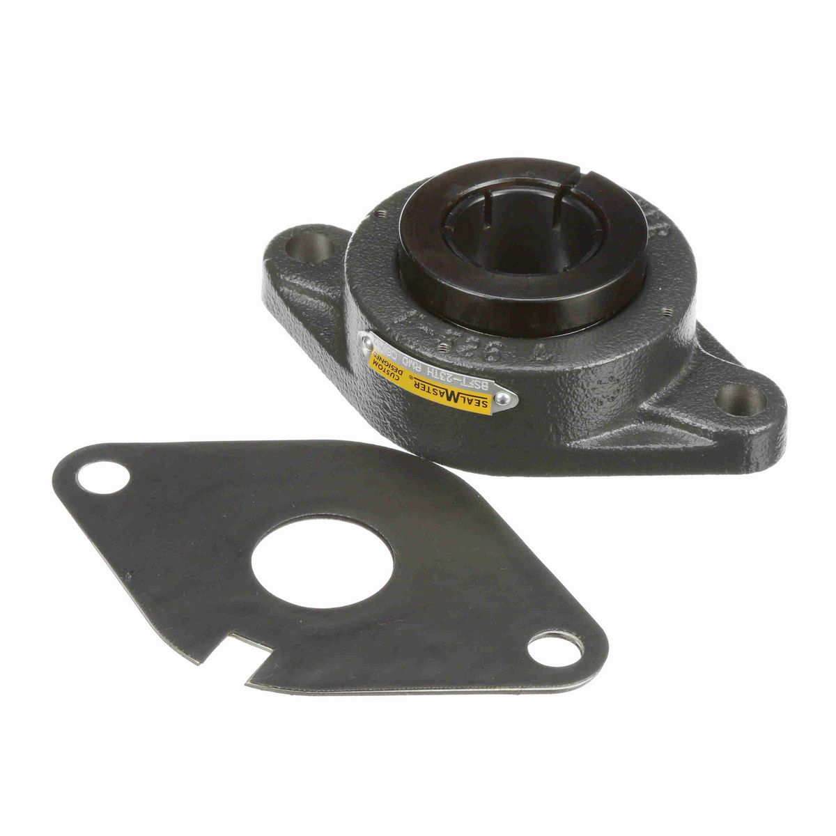 Sealmaster Mounted Cast Iron Two Bolt Flange Ball Bearing - 52100 Bearing Steel, Black Oxided - Concentric Lock - Reduced Maintenance - Lubed for Life - BSFT-23TH RMD