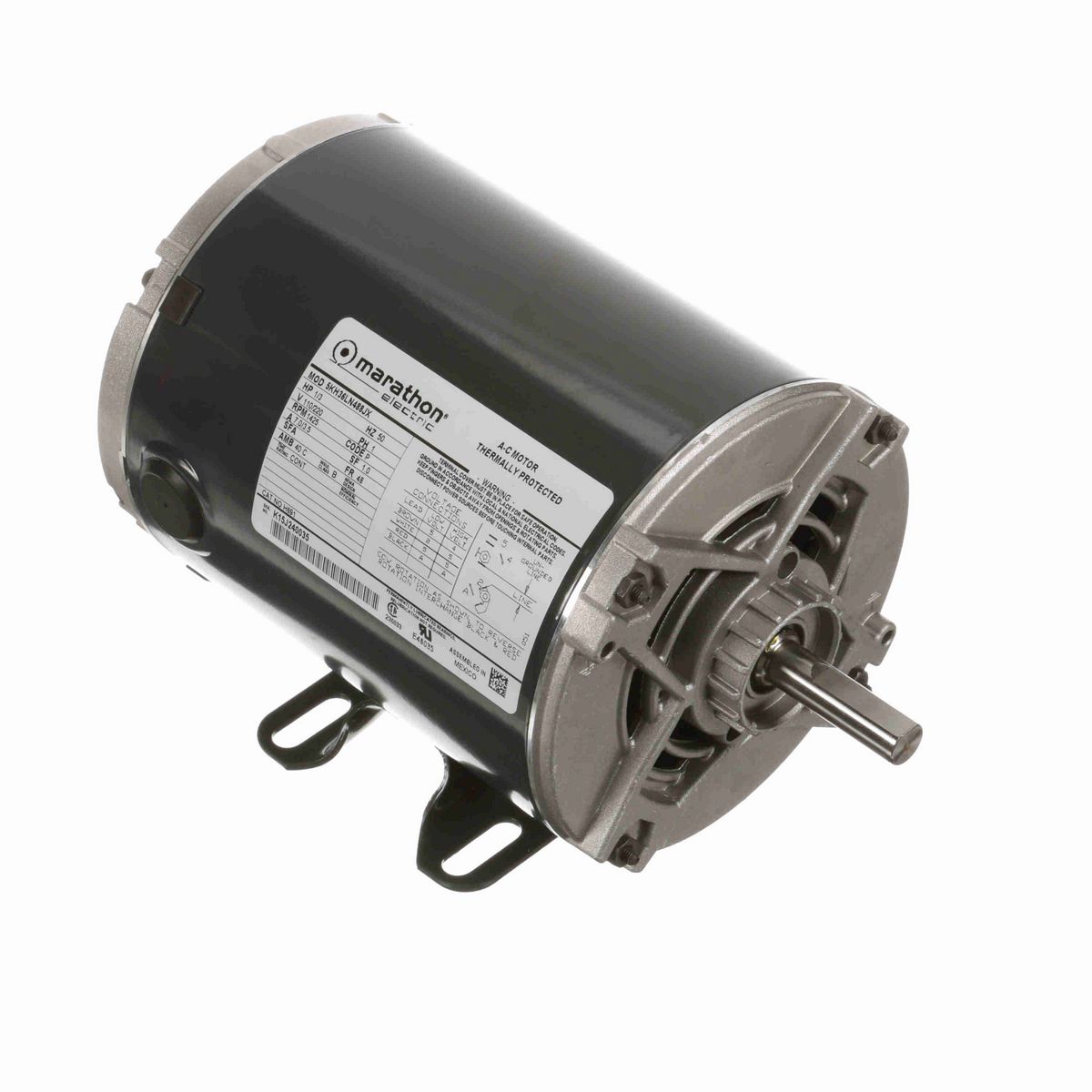 LEESON General Purpose Motor, 0.33 HP, 1 Ph, 50 Hz, 110/220 V, 1500 RPM, 48 Frame, DP - H691