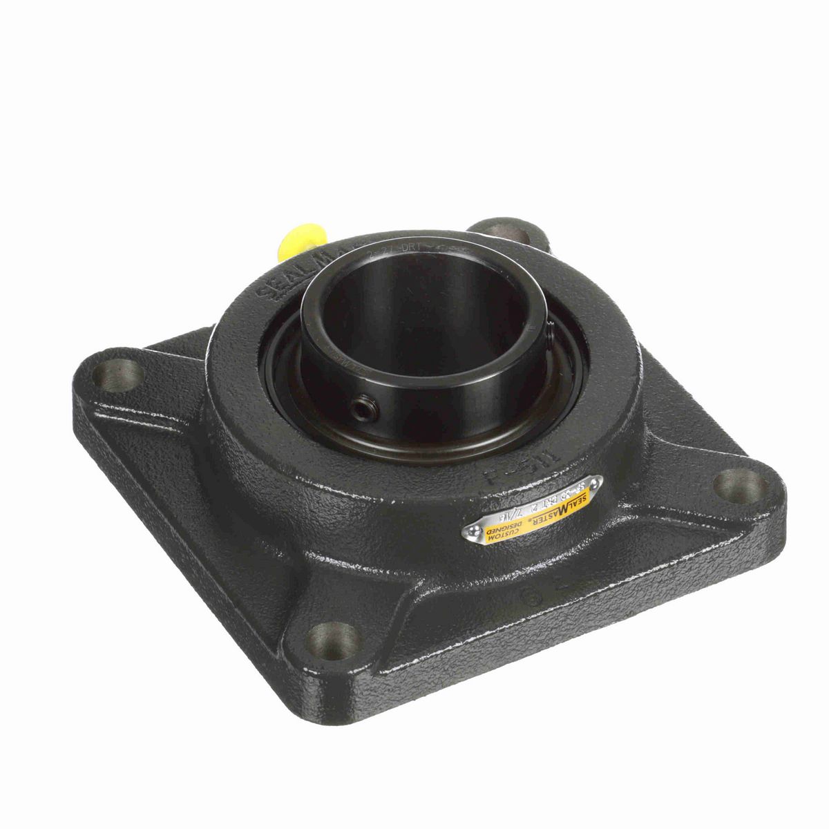 Sealmaster Mounted Cast Iron Four Bolt Flange Ball Bearing - 52100 Bearing Steel, Black Oxided - Setscrew Lock - High Contamination - SF-39 DRT