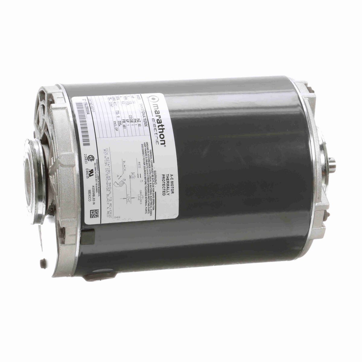 LEESON Fan and Blower Motor, 0.33 HP, 1 Ph, 60 Hz, 115 V, 1800 RPM, 48Y Frame, DP - HG717