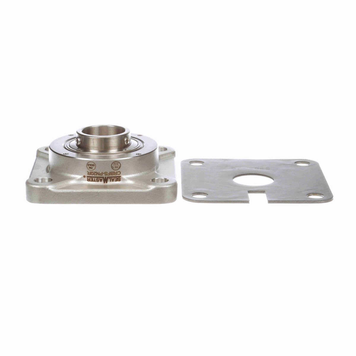 Sealmaster Mounted Stainless Steel Four Bolt Flange Ball Bearing - 52100 Bearing Steel, Phosphorus Nickel Coated - Setscrew Lock - Corrosion Resistant - CRBFS-PN20R