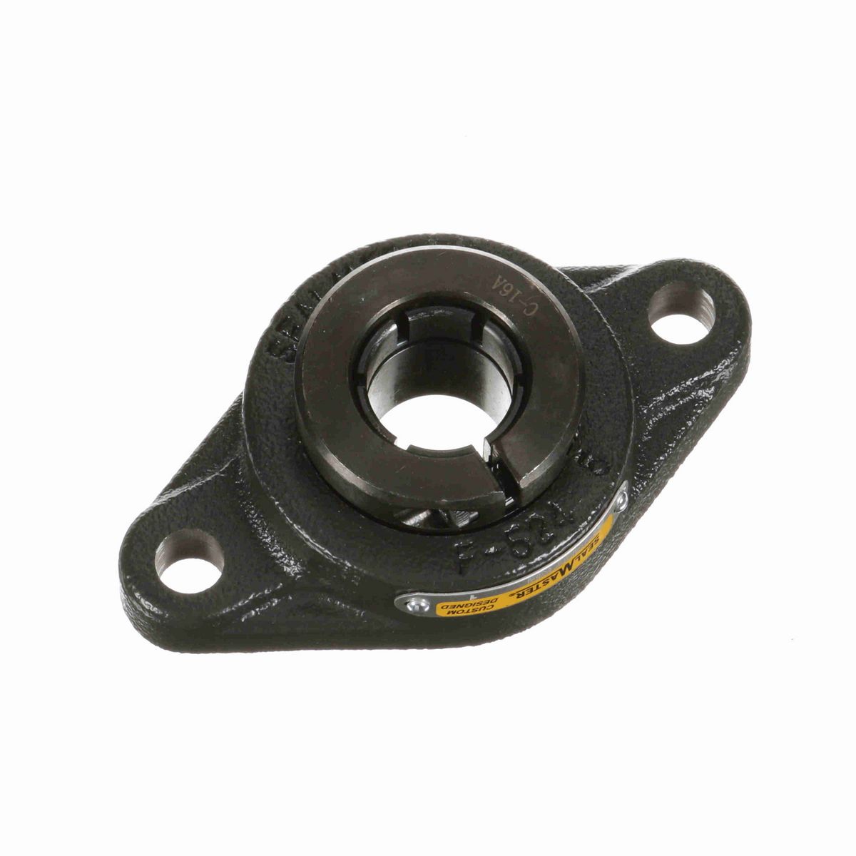 Sealmaster Mounted Cast Iron Two Bolt Flange Ball Bearing - 52100 Bearing Steel, Black Oxided - Concentric Lock - Reduced Maintenance - Lubed for Life - SFT-16T RM