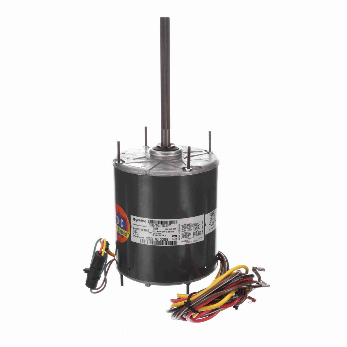 Genteq Condenser Fan Motor, 3/4 HP, 1 Ph, 60/50 Hz, 460 V, 1625 RPM, 2 Speed, 48 Frame, OPAO - 3C008