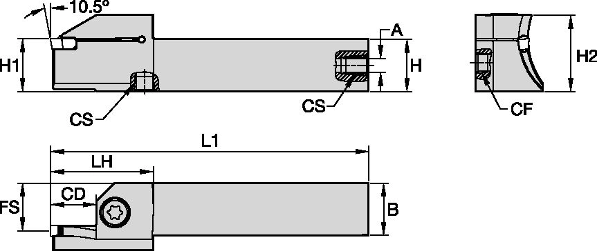 Grooving, and Cut-Off - Square Shank - External Sweep B Kennametal Beyond Evolution - Integral Toolholder - Face Grooving - External - Through Coolant - Inch [6080418]